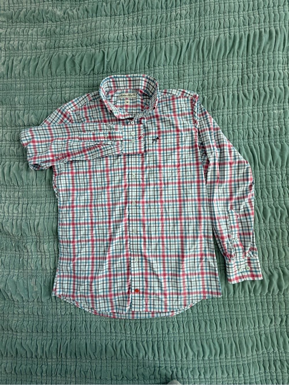 Southern Point Co Men's Casual Plaid Button-Down Shirt - Green & Pink-Med